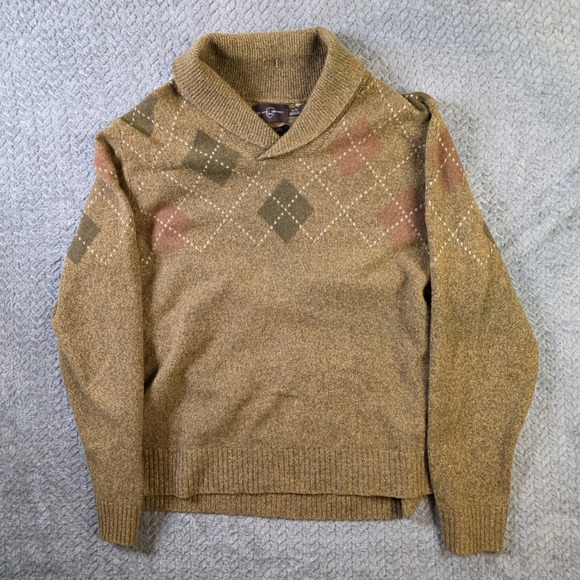 Black Brown 1826 Other - Black Brown 1826 Merino Wool Argyle Sweater Mens XLT XL Tall‎ Shawl Collar Knit